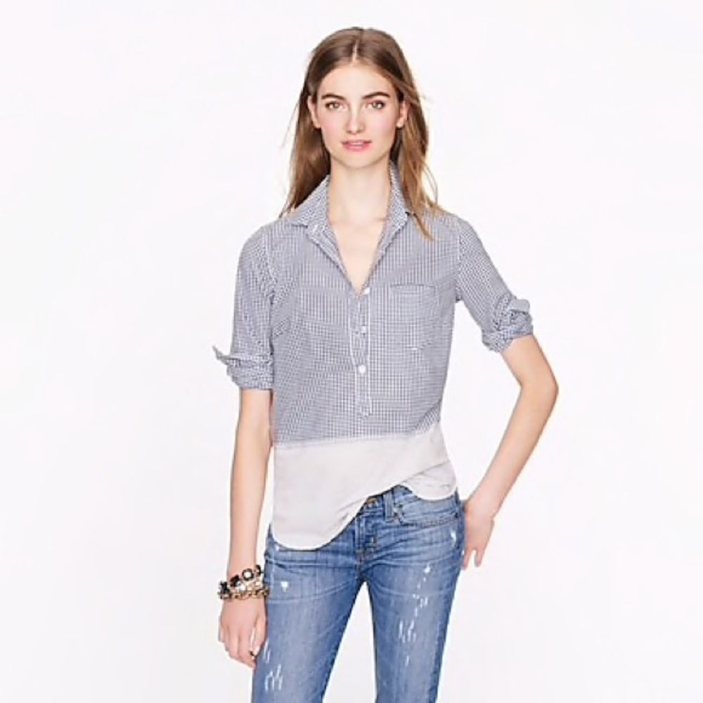 J. Crew gingham striped button down